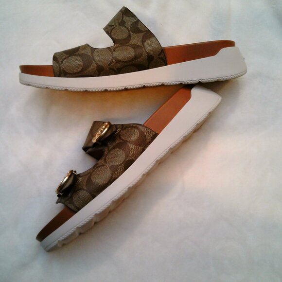 New (without tags) Coach Allanah Sandal In Khaki Signature Canvas in Size 10B - Picture 2 of 7